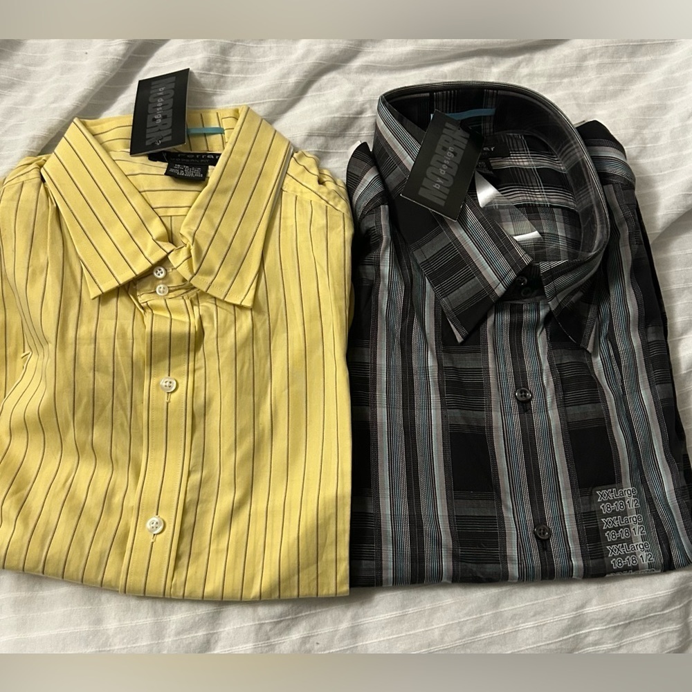 NEW JF J.Ferrar Modern Fit Button Up Shirt Long Sleeve XXL  18-18 1/2 Lot Of 2